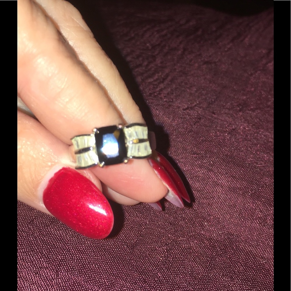 💚Faux sapphire and CZ ring